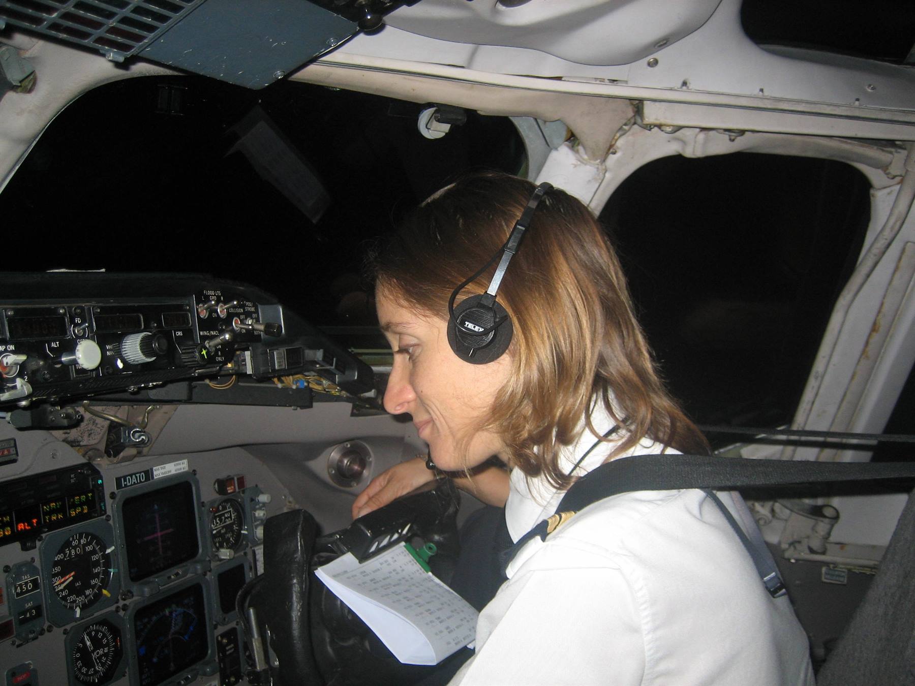 Francesca ai comandi di volo