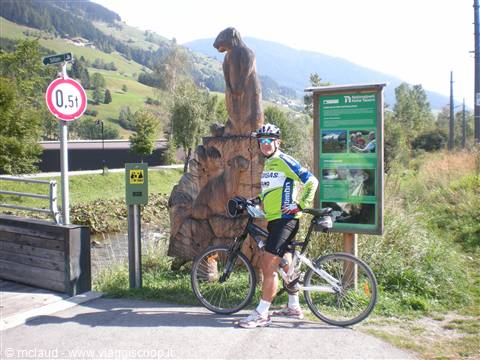 SCULTURE IN LEGNO LUNGO LA PISTA CICLABILE PER LIENZ