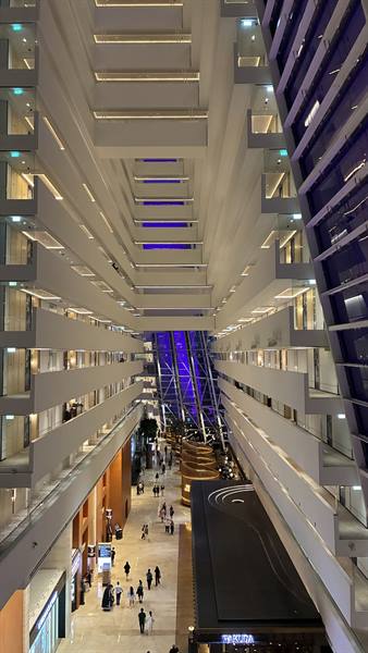 Guardando giù dall'atrio di Marina Bay Sands: vertigini bellissime.
