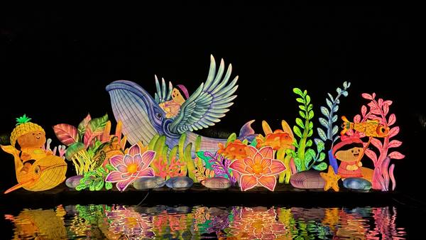 Lanterne luminose danzano sull'acqua: un sogno colorato da ricordare.