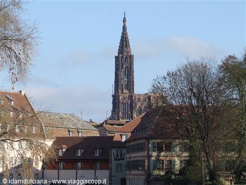 STRASBURGO - Il campanile della Cattedrale dalla Petite France