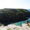 vista sul castello di tintagel, mitica dimora di Re Artu REGNO UNITO 