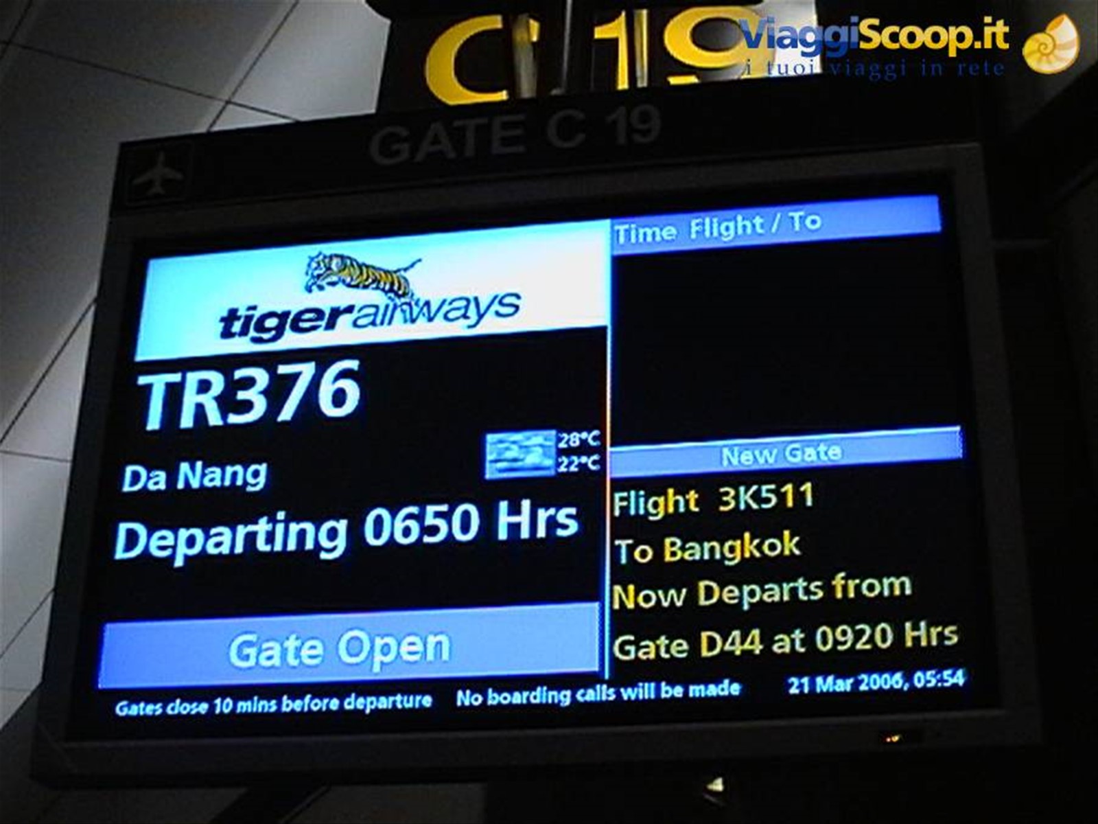 Tiger airways da Singapore a Da nang Vietnam