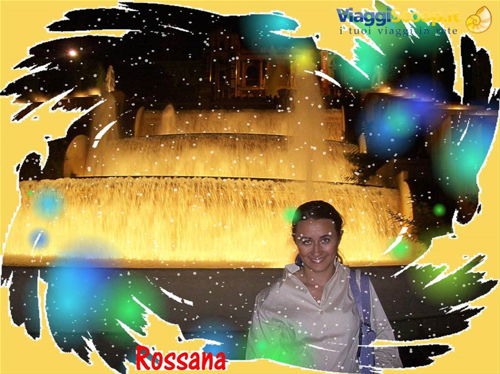 Rossana davanti la fontana magica