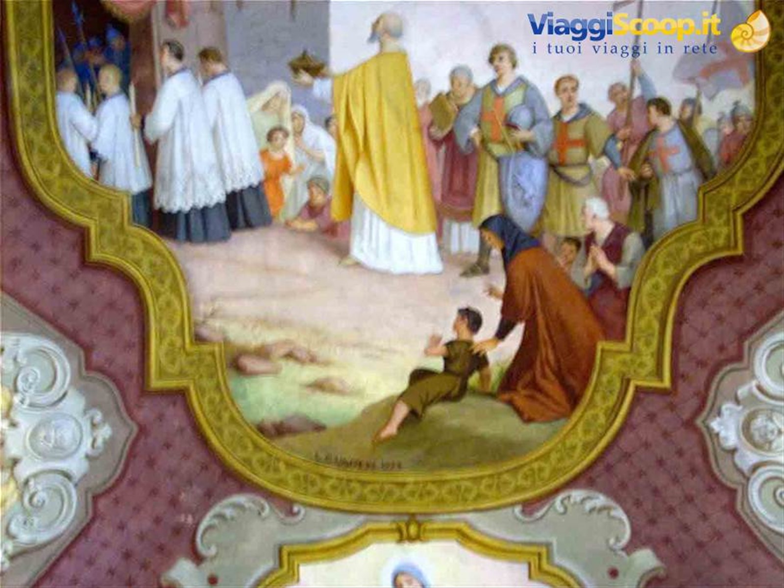 L'affresco raffigurante il ritorno dei soldati dalla Prima Crociata