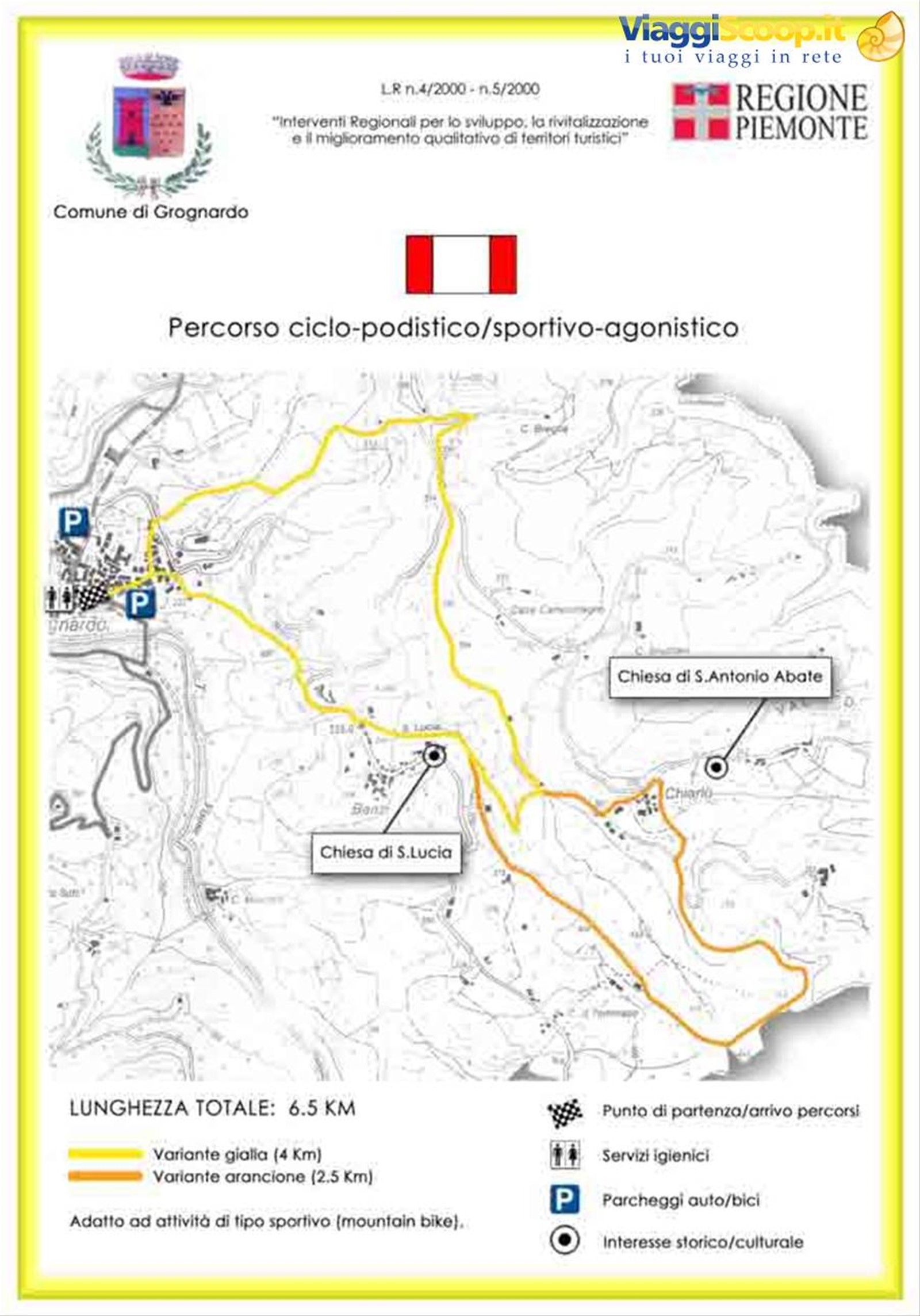 Mappa del Percorso ciclo-podistico giallo