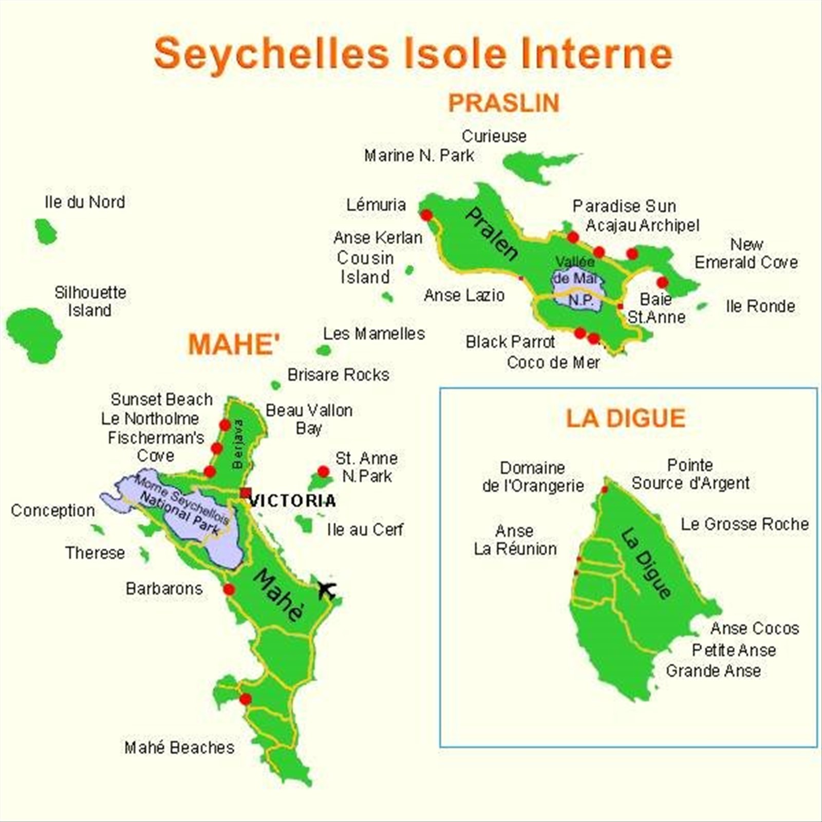 Mappa Seychelles - Catamaranocaraibi.com