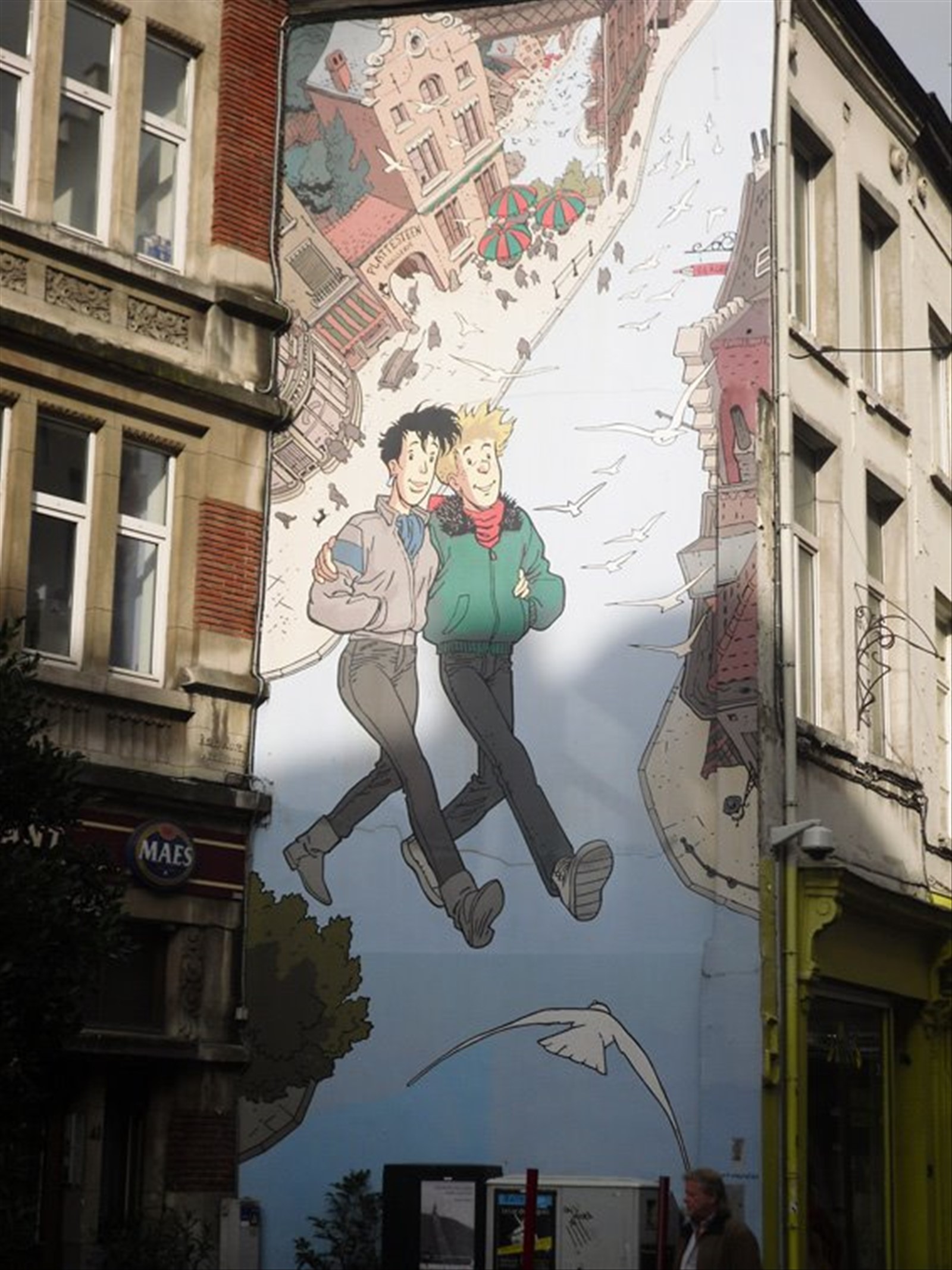 murales in una via del centro di Bruxelles